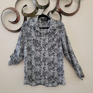 Black and White Button Down Blouse